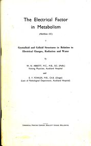 Book - BILL ASHMAN COLLECTION: THE ELECTRICAL FACTOR IN METABOLISM