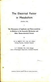 Book - BILL ASHMAN COLLECTION: THE ELECTRICAL FACTOR IN METABOLISM (SECTION 5K)