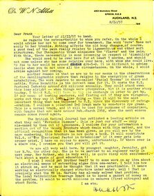 Document - BILL ASHMAN COLLECTION: ABBOTT LETTER, 1957