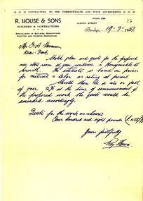 Document - BILL ASHMAN COLLECTION: BUILDING QUOTE, 1957