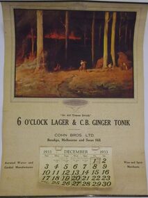 Ephemera - COHN BROTHERS DECEMBER 1933 DECEMBER CALENDAR, 1933