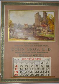 Domestic Object - COHN BROTHERS COLLECTION: CALENDAR FOR DECEMBER, 1938