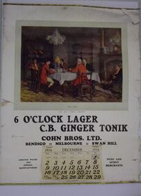 Ephemera - 1934 COHN BROTHERS CALENDAR FOR DECEMBER, 1934
