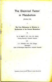 Document - BILL ASHMAN COLLECTION: THE ELECTRICAL FACTOR IN METABOLISM (SECTION 5M)