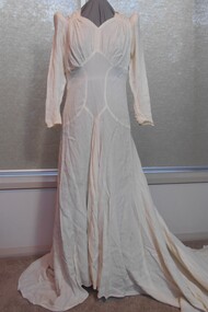 Clothing - CREAM WEDDING DRESS WITH EXTENDED TRAIN, 1930's