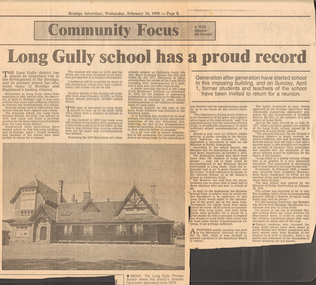 Newspaper - LONG GULLY HISTORY GROUP COLLECTION: LONG GULLY SCHOOL HAS A PROUD RECORD