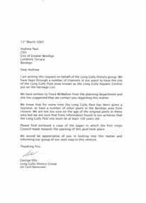 Document - LONG GULLY HISTORY GROUP COLLECTION: LETTERS FROM THE LONG GULLY HISTORY GROUP