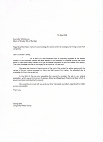 Document - LONG GULLY HISTORY GROUP COLLECTION: LETTERS FROM THE LONG GULLY HISTORY GROUP