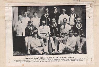 Photograph - BENDIGO UNITED CRICKET CLUB COLLECTION: B.U.C.C. SOUTHERN ELEVEN, PREMIERS 1907-08