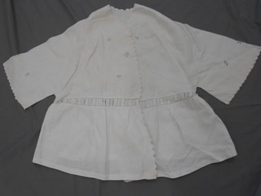 Clothing - WHITE LINEN BED JACKET, Early 1900's
