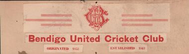 Ephemera - BENDIGO UNITED CRICKET CLUB COLLECTION: LETTERHEAD