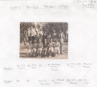 Photograph - LA TROBE UNIVERSITY BENDIGO COLLECTION:BENDIGO TEACHERS' COLLEGE STAFF