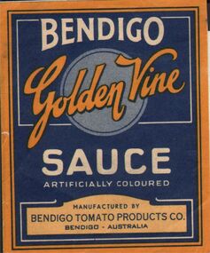Ephemera - BENDIGO PRODUCT LABELS COLLECTION: BENDIGO GOLDEN VINE SAUCE