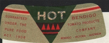 Ephemera - BENDIGO PRODUCT LABELS COLLECTION: HOT SAUCE