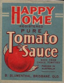 Ephemera - BENDIGO PRODUCT LABELS COLLECTION: HAPPY TOMATO TOMATO SAUCE
