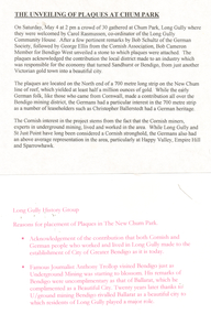 Document - LONG GULLY HISTORY GROUP COLLECTION: REASONS FOR PLACEMENT OF PLAQUES IN THE NEW CHUM PARK