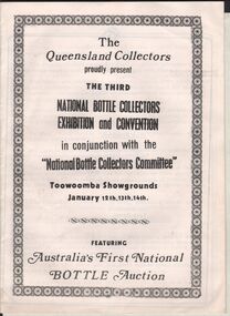 Document - JAMES LERK COLLECTION: NATIONAL BOTTLE COLLECTORS EXHIBITION AND CONVENTION BOOKLET