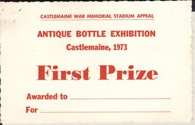 Document - JAMES LERK COLLECTIION: ANTIQUE BOTTLE EXHIBITION CASTLEMAINE, 1973