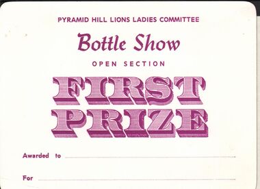 Document - JAMES LERK COLLECTION: PYRAMID HILL BOTTLE SHOW