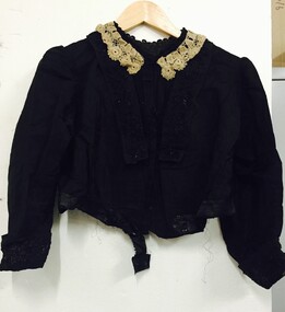Clothing - VICTORIAN BLACK SILK BEADED BODICE, 1850's - 1900