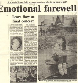 Newspaper - LONG GULLY HISTORY GROUP COLLECTION: FAREWELL TO LONG GULLY PRIMARY SCHOOL