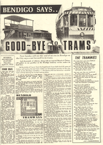 Newspaper - LONG GULLY HISTORY GROUP COLLECTION: GOOD-BYE TO THE TRAMS