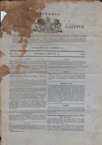 Document - VICTORIA POLICE GAZETTES COLLECTION: GAZETTE FROM AUGUST 1859