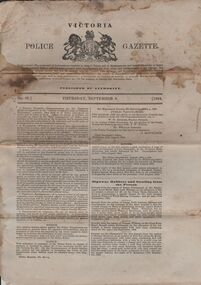 Document - VICTORIA POLICE GAZETTES COLLECTION: GAZETTE FROM SEPTEMBER 1864
