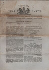 Document - VICTORIA POLICE GAZETTES COLLECTION: GAZETTE FROM DECEMBER 1864