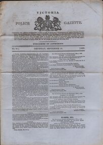 Document - VICTORIA POLICE GAZETTES COLLECTION: GAZETTE FROM SEPTEMBER1868