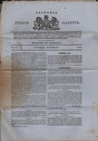 Document - VICTORIA POLICE GAZETTES COLLECTION: GAZETTE FROM OCTOBER 1868