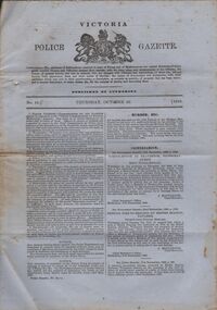 Document - VICTORIA POLICE GAZETTES COLLECTION: GAZETTE FROM OCTOBER 1868