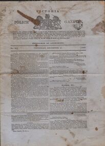 Document - VICTORIA POLICE GAZETTES COLLECTION: GAZETTE FROM DECEMBER1868