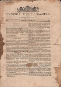 Document - VICTORIA POLICE GAZETTES COLLECTION: FROM JANUARY 1874