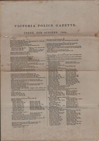 Document - VICTORIA POLICE GAZETTES COLLECTION: GAZETTE FROM OCTOBER 1864