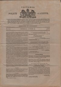 Document - VICTORIA POLICE GAZETTES COLLECTION: GAZETTE FROM AUGUST 1868