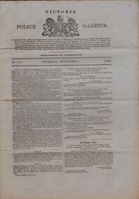 Document - VICTORIA POLICE GAZETTES COLLECTION: GAZETTE FROM SEPTEMBER 1868