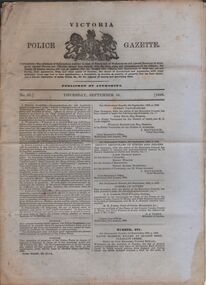 Document - VICTORIA POLICE GAZETTES COLLECTION: GAZETTE FROM SEPTEMBER 1868