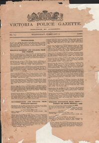 Document - VICTORIA POLICE GAZETTES COLLECTION: GAZETTE FROM FEBRUARY 1881