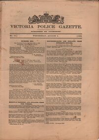 Document - VICTORIA POLICE GAZETTES COLLECTION: GAZETTE FROM AUGUST 1882