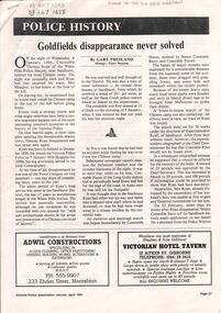 Document - CONSTABLE RYAN COLLECTION: POLICE HISTORY JOURNAL