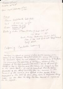 Document - CONSTABLE RYAN COLLECTION: HAND WRITTEN NOTE - MRS RYAN