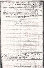 Document - CONSTABLE RYAN COLLECTION: CONSTABLE JOHN BARRY SERVICE RECORD