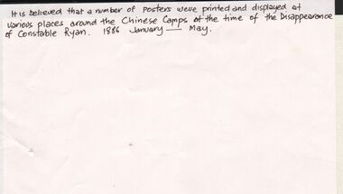 Document - CONSTABLE RYAN COLLECTION: RESEARCHER'S NOTES