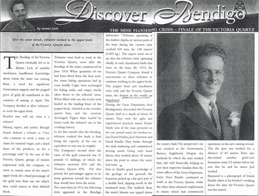 Newspaper - LONG GULLY HISTORY GROUP COLLECTION: THE MINE FLOODING CRISIS - FINALE OF THE VICTORIA QUARTZ