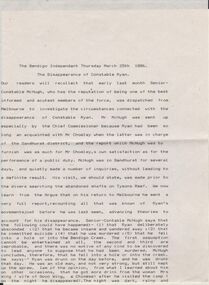 Document - CONSTABLE RYAN COLLECTION: TRANSCRIPTS FROM BENDIGO ADVERTISER AND BENDIGO INDEPENDENT