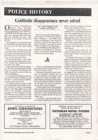 Document - CONSTABLE RYAN COLLECTION: GOLDFIELDS DISAPPEARANCE NEVER SOLVED, April 1991