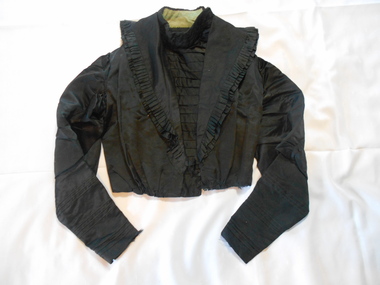 Clothing - LADIES BLACK SATIN BONED BODICE, 1880-1900's