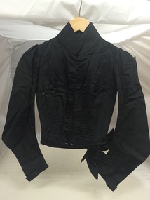 Clothing - LADIES BLACK SATIN BONED BODICE, Ladies Boned Bodice, 1880-1900's