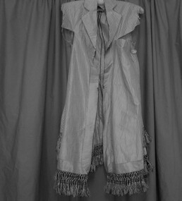 Clothing - GREY STRIPED FRINGED SLEEVELESS CAPE, (MATCHING SET WITH 11400.963), 1870's